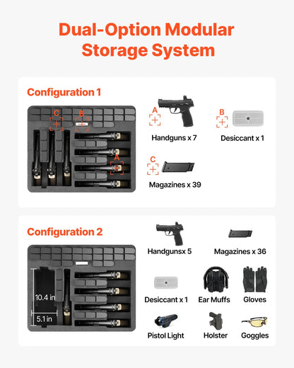 VEVOR Hard Pistol Case, Heavy Duty Hard Gun Case with XPE Foam Lining, Waterproof Pistol Storage Box with Customizable Interior & Handle for Gun, Lenses, Camera, Gear, TSA Compliant, 19.3x17.1x8.3 in - View 2