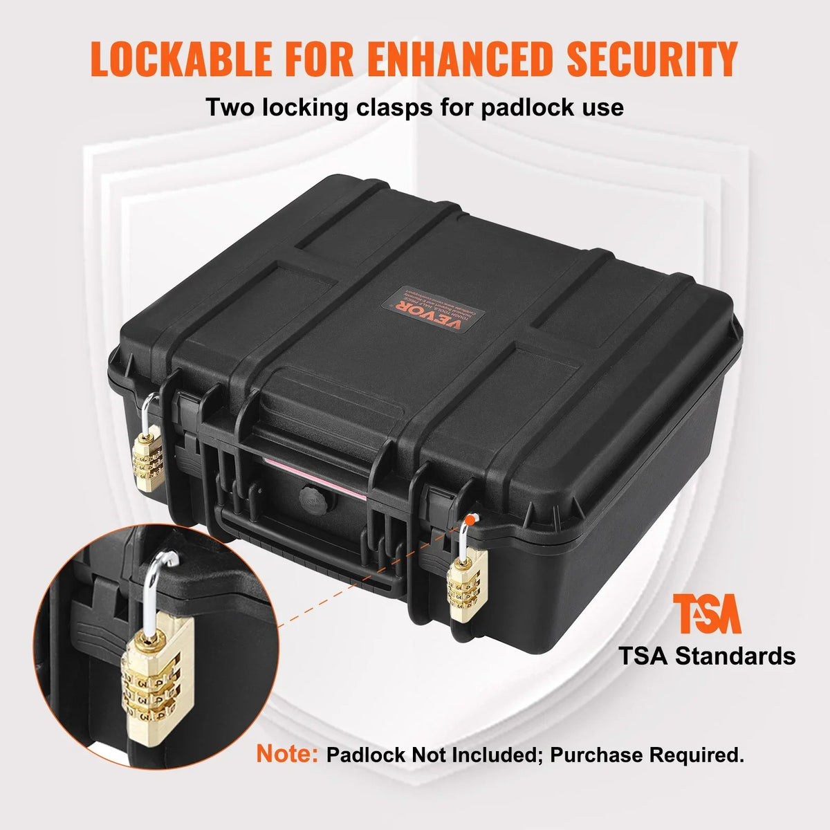 VEVOR Hard Pistol Cases with Pre-cut PU Foam Lockable Pistol Case for 6 Pistol - View 3