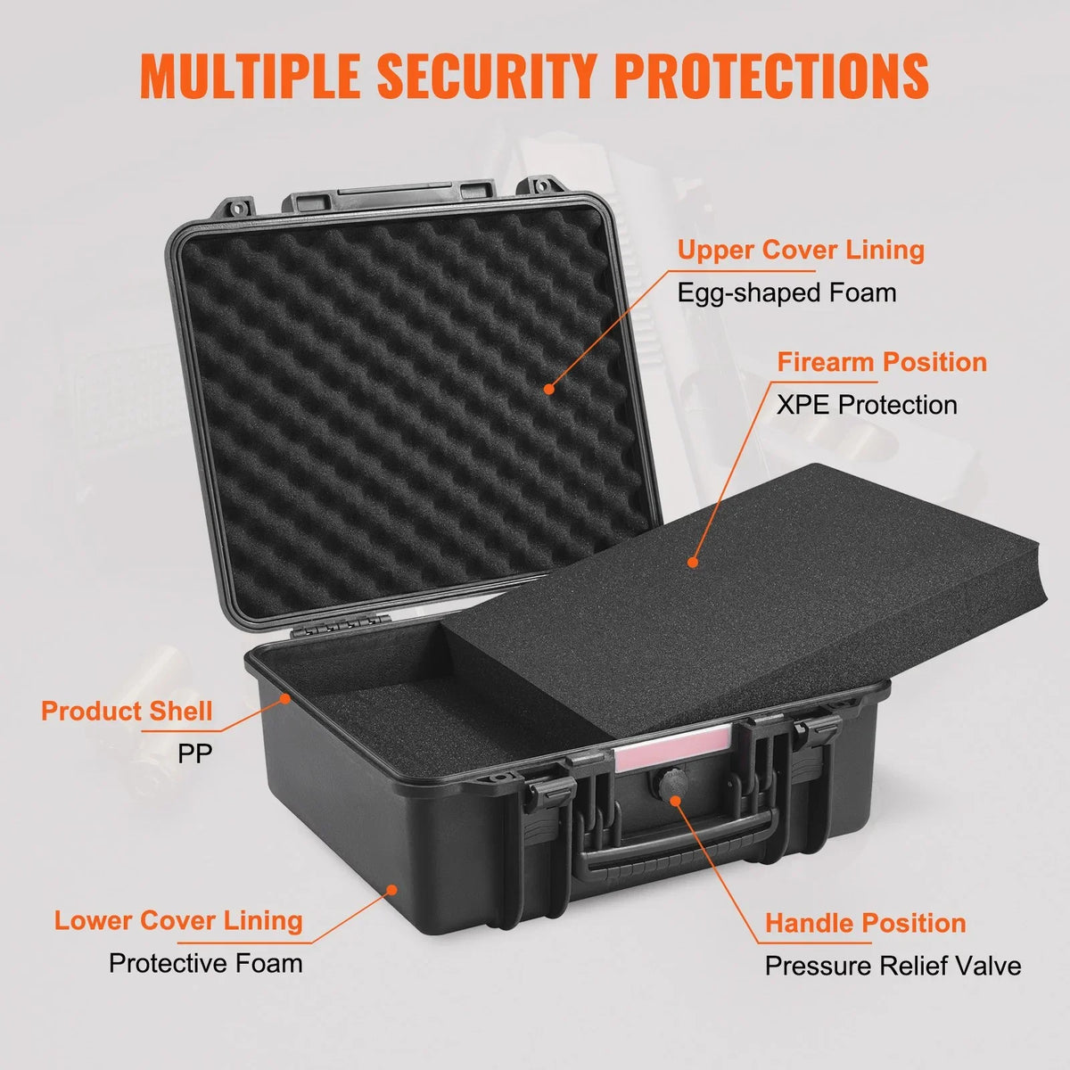 VEVOR Hard Pistol Cases with Pre-cut PU Foam Lockable Pistol Case for 6 Pistol - View 4