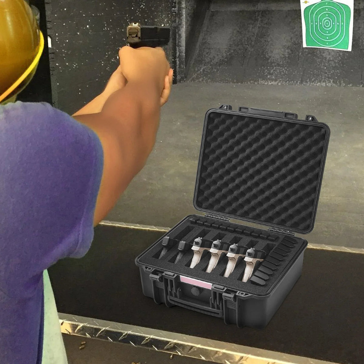 VEVOR Hard Pistol Cases with Pre-cut PU Foam Lockable Pistol Case for 6 Pistol - View 6