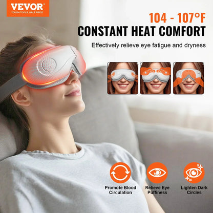 VEVOR Heated Eye Massager Eye Care Device 5 Modes Bluetooth Music 180° Foldable - View 2
