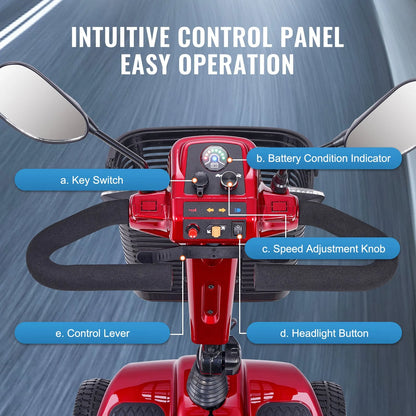 VEVOR Heavy-Duty 4 Wheel Mobility Scooter for Seniors 12 Mile Long Range 265LBS - View 5