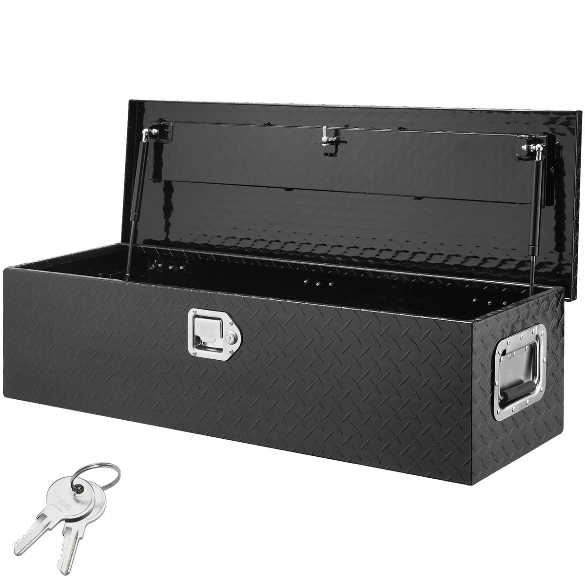 VEVOR Heavy Duty Aluminum Truck Bed Tool Box, Diamond Plate Tool Box with Side Handle and Lock Keys, Storage Tool Box Chest Box Organizer for Pickup, Truck Bed, RV, Trailer, 39"x13"x10", Black - View 12