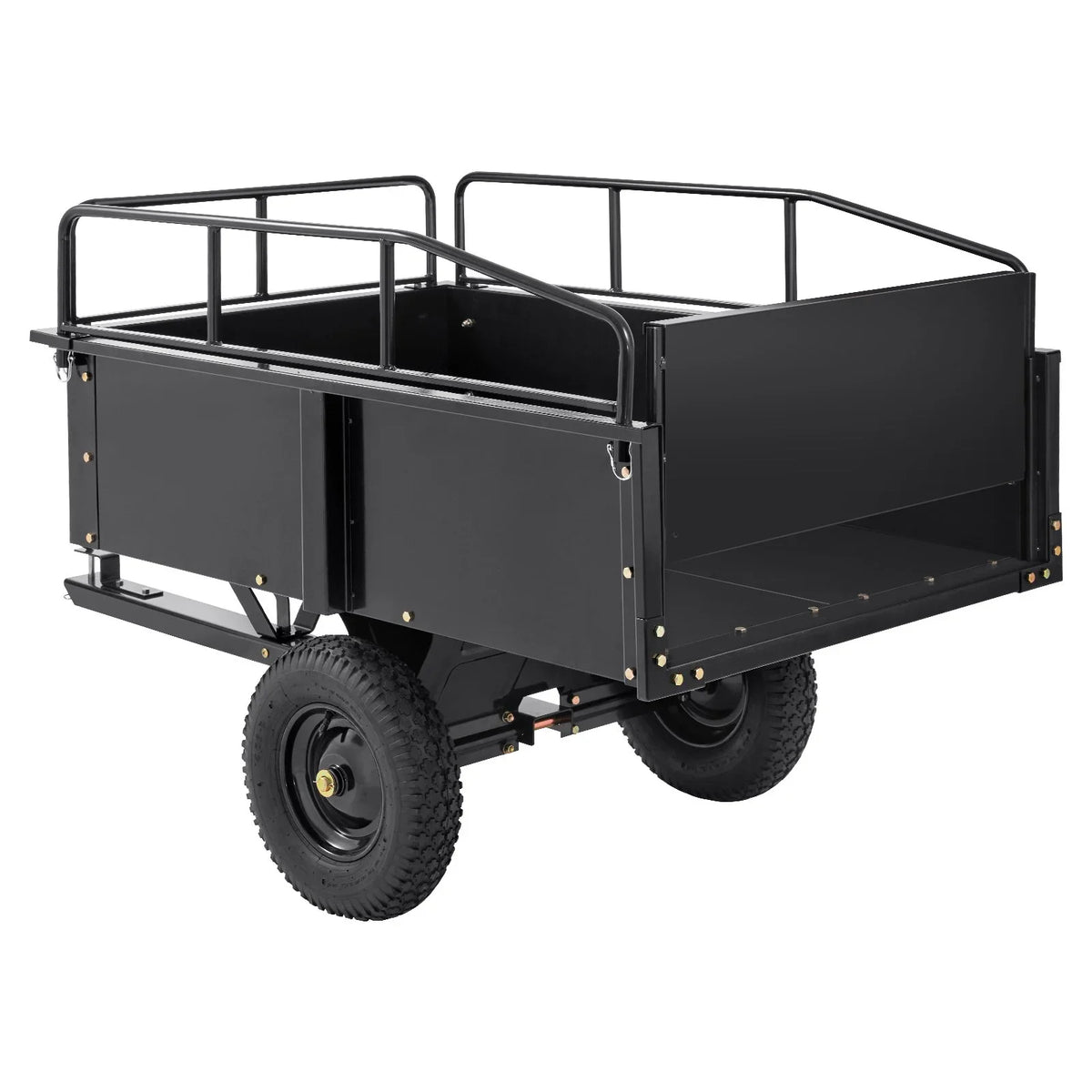 VEVOR Heavy Duty ATV Trailer Steel Dump Cart, 750-Pound 15 Cubic Feet, Garden Utility Trailer with Removable Sides for Riding Lawn Mower Tractor - View 7