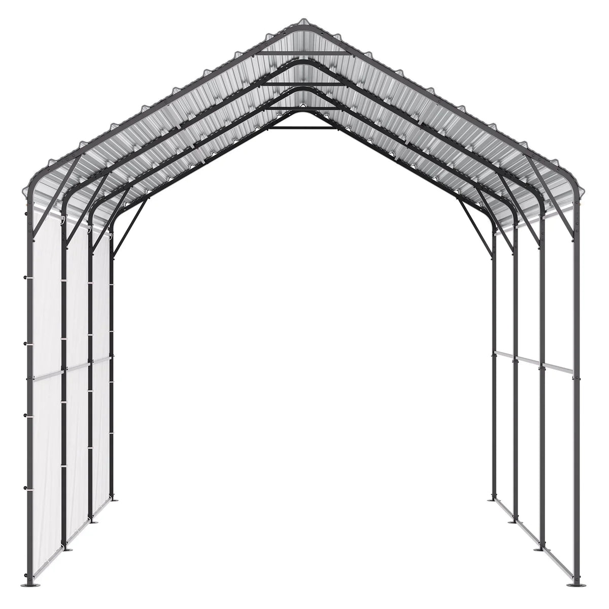 VEVOR Heavy Duty Metal Carport, 10' x 15' Outdoor Carport with Galvanized Steel Frame & Roof, Car Tent Garage Shade with Removable Sidewalls, Multi-Use Car Shelter for Pickup, Boat, Car & Tractors - View 10