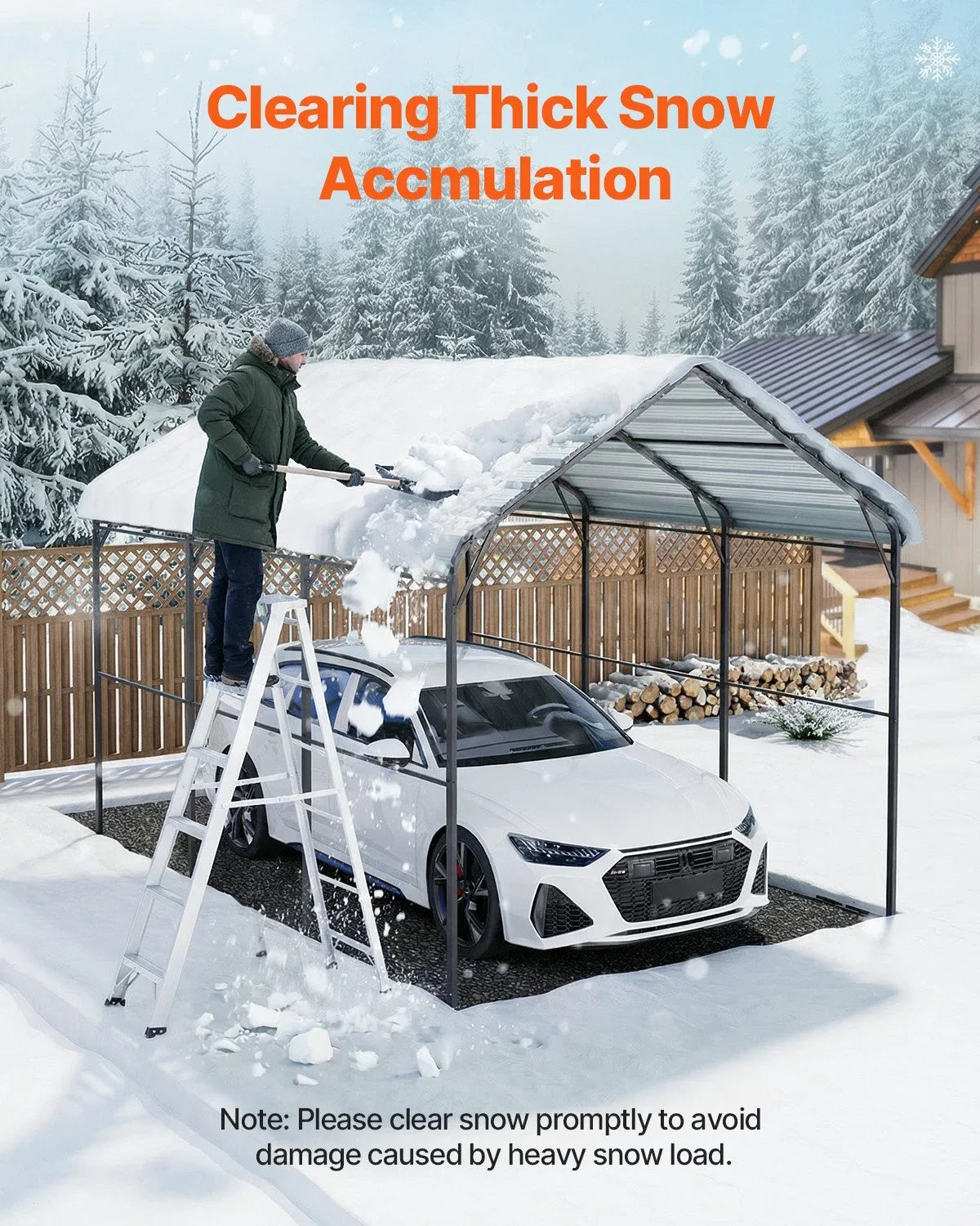 VEVOR Heavy Duty Metal Carport, 10' x 15' Outdoor Carport with Galvanized Steel Frame & Roof, Car Tent Garage Shade with Removable Sidewalls, Multi-Use Car Shelter for Pickup, Boat, Car & Tractors - View 11