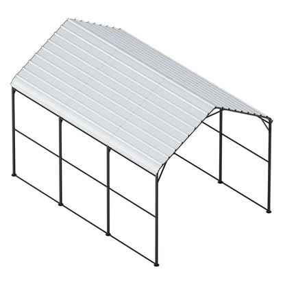 VEVOR Heavy Duty Metal Carport, 10' x 15' Outdoor Carport with Galvanized Steel Frame & Roof, Car Tent Garage Shade with Removable Sidewalls, Multi-Use Car Shelter for Pickup, Boat, Car & Tractors - View 9