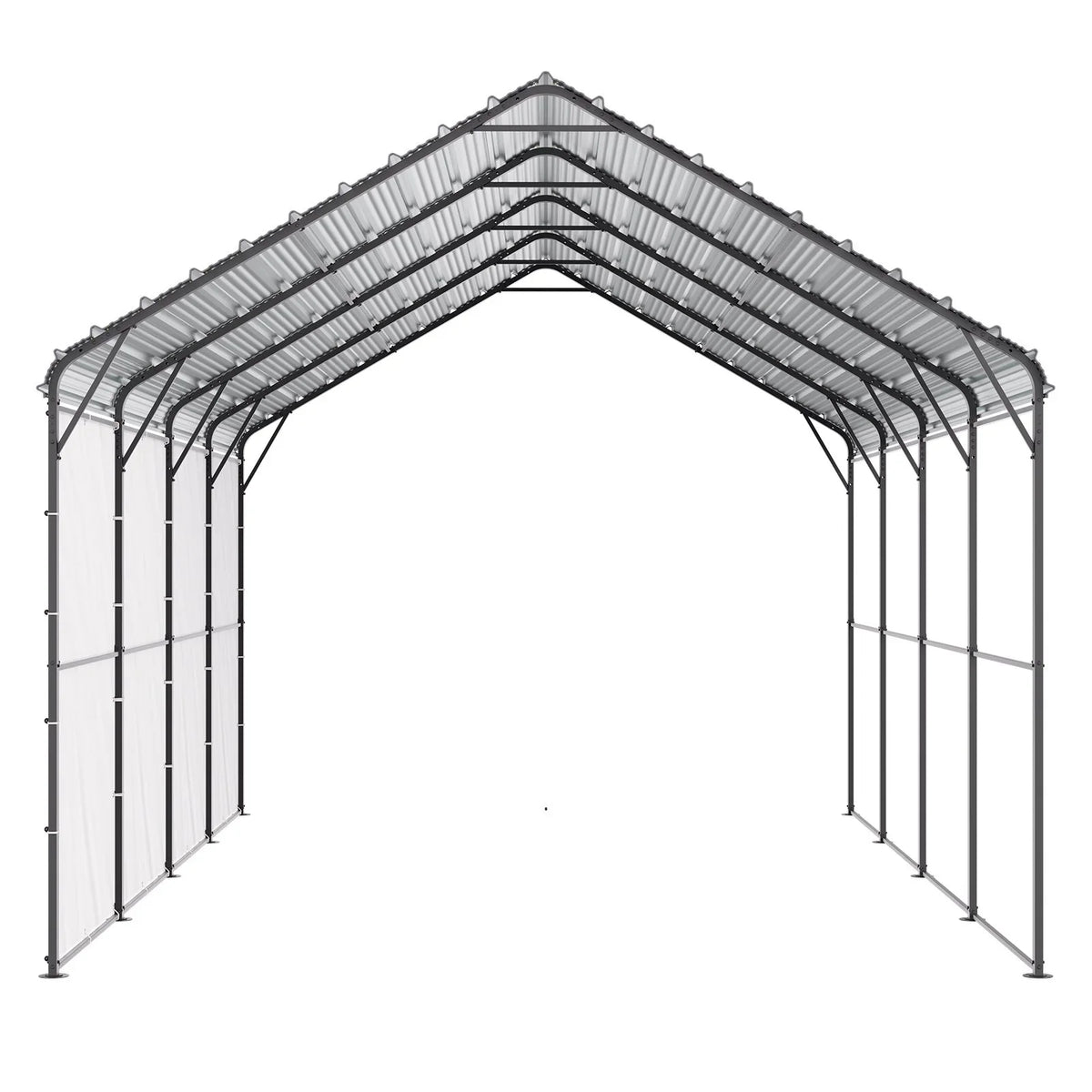 VEVOR Heavy Duty Metal Carport, 12' x 20' Outdoor Carport with Galvanized Steel Frame & Roof, Car Tent Garage Shade with Removable Sidewalls, Multi-Use Car Shelter for Pickup, Boat, Car & Tractors - View 10