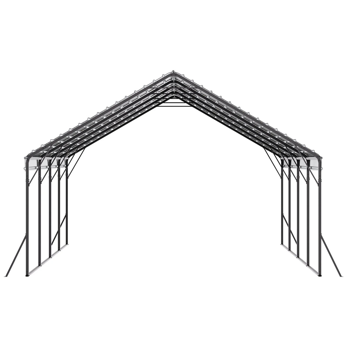 VEVOR Heavy Duty Metal Carport, 20 x 20 ft Outdoor Carport with Sturdy Frame & Roof, Car Garage Shade with Removable Sidewalls, Multi-Use Car Shelter for Pickup, Boat, Trucks & Tractors - View 10