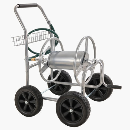 VEVOR Hose Reel Cart, Hold Up to 250 ft of 5/8’’ Hose, Garden Water Hose Carts Mobile Tools with 4 Wheels, Heavy Duty Powder-coated Steel Outdoor Planting with Storage Basket, for Garden, Yard, Lawn - View 8