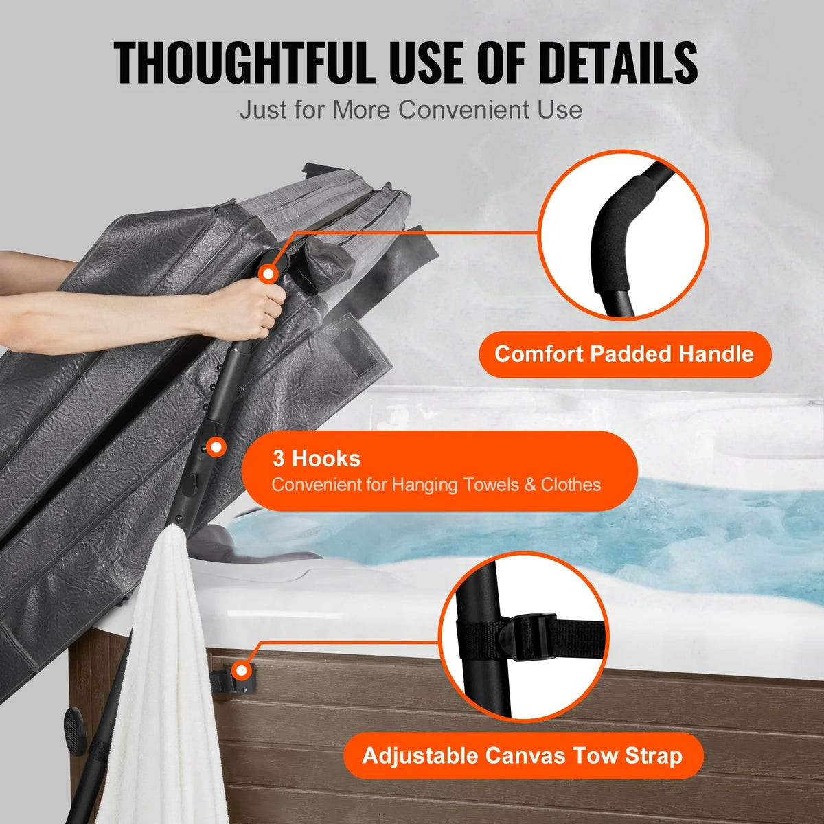 VEVOR Hot Tub Cover Lift, Spa Cover Lift, Height 31.5" - 41.3" Width 53" - 92.5" Adjustable, Installed at the Bottom on One Side, Suitable for Various Sizes of Rectangular Bathtubs, Hot Tubs, Spa - View 4