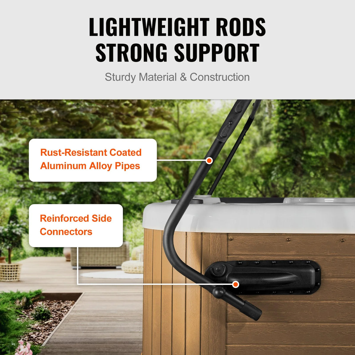VEVOR Hot Tub Cover Lift, Spa Cover Lift, Height 31.5" - 41.3" Width 69" - 100.5" Adjustable, Installed on Both Sides at the Top, Suitable for Various Sizes of Rectangular Bathtubs, Hot Tubs, Spa - View 4