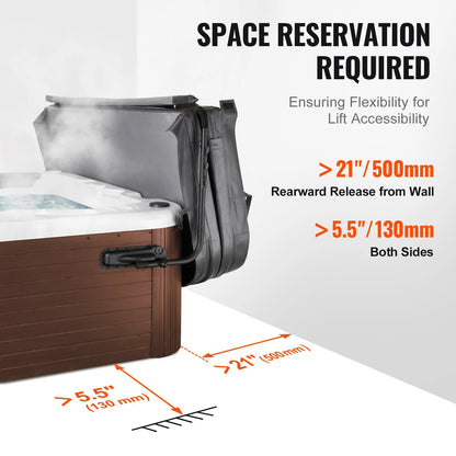 VEVOR Hot Tub Cover Lift, Spa Cover Lift, Height 31.5" - 41.3" Width 69" - 100.5" Adjustable, Installed on Both Sides at the Top, Suitable for Various Sizes of Rectangular Bathtubs, Hot Tubs, Spa - View 6