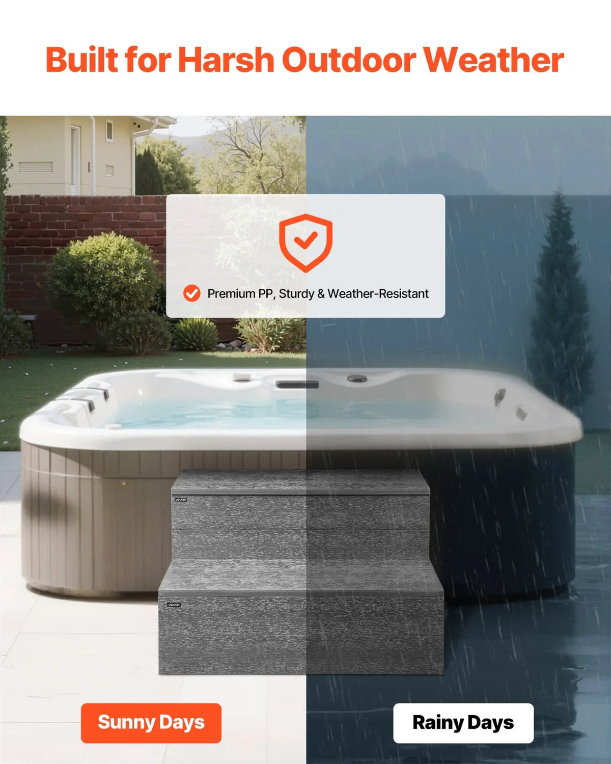 VEVOR Hot Tub Step 2-Step Spa RV Stairs HIPS 25 Inch Wide for Outdoor Pool - View 3