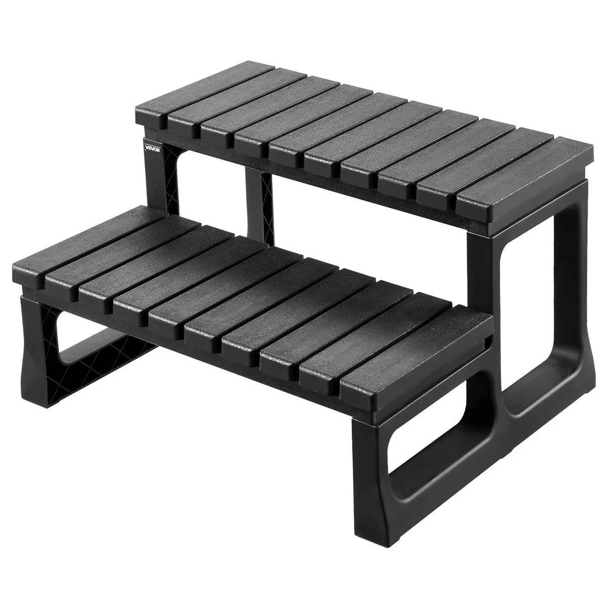 VEVOR Hot Tub Steps, 2-Step Spa Outdoor Stairs, Heavy Duty 23.6 inch Wide PP Above-Ground/Inflatable Pool Ladder with 320 lbs Weight Capacity, Multi-Use for Porch, Patio, Deck, Campers, Black - View 10