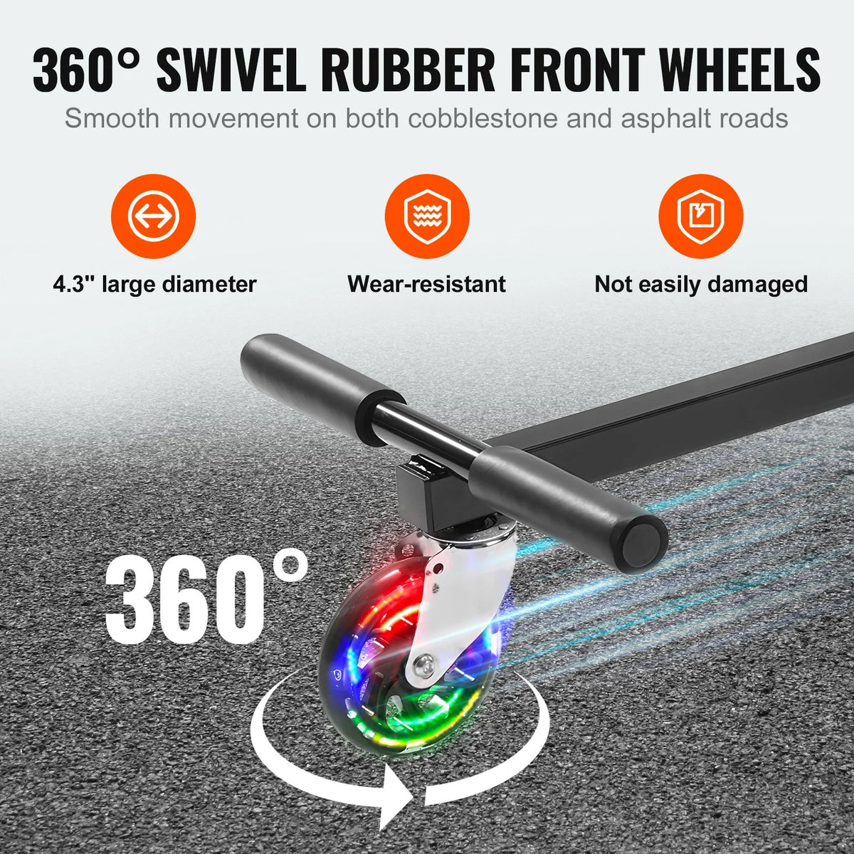 VEVOR Hoverboard Seat Attachment, for 6.5" 8" 8.5" 10" Hoverboards, with LED Lights, Grips Control, Adjustable Frame Length and 220 LBS Load Capacity, Hover Board Go Karts Accessory, for Kids Adults - View 4