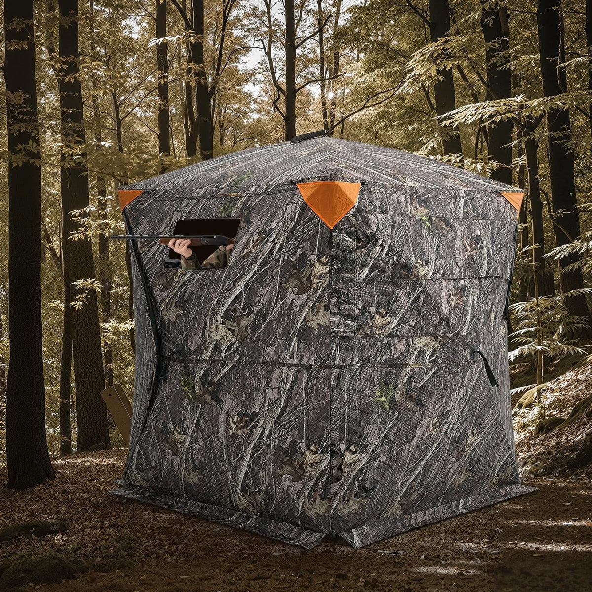VEVOR Hunting Blind, 270° See Through Ground Blind, 1-2 Person Pop Up Deer Blind for Hunting with Carrying Bag, Portable Resilient Hunting Tent, One-Way See-Through Mesh for Turkey and Deer Hunting - View 9