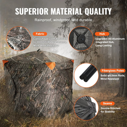 VEVOR Hunting Blind, 270° See Through Ground Blind, 2-3 Person Pop Up Deer Blind for Hunting with Carrying Bag, Portable Resilient Hunting Tent, 3 Horizontal Windows for Turkey and Deer Hunting - View 4