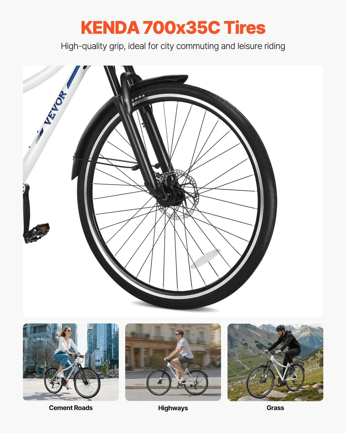 VEVOR Hybrid Bike Mens Hybrid Bicycle City Commuter Bikes 700c 21-Speed Shimano - View 5
