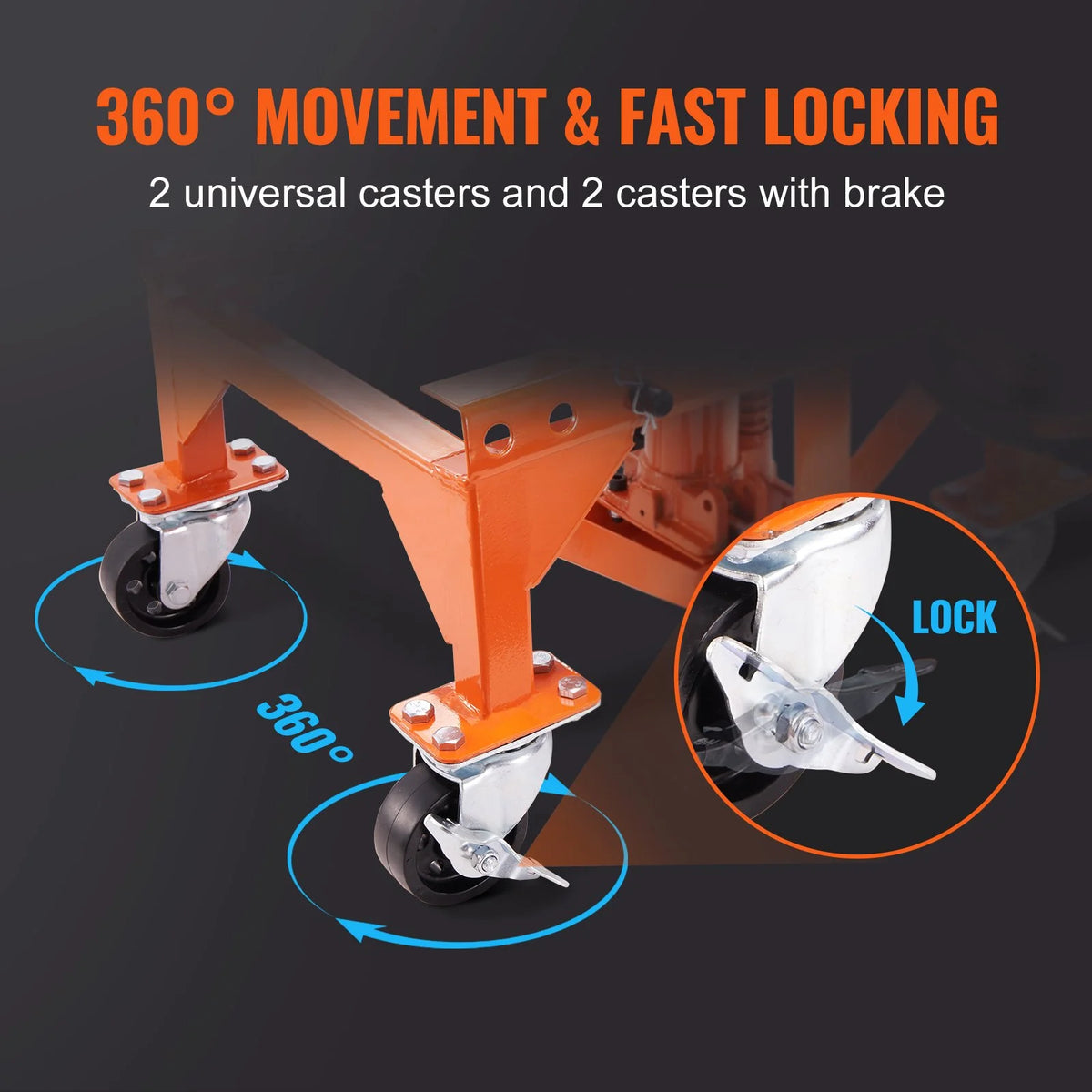 VEVOR Hydraulic Motorcycle Lift Table, 350 LBS Capacity Motorcycle Scissor Jack Lift with Wide Deck, J-hooks, 4 Wheels, Hydraulic Foot-Operated Jack Stand for ATV Dirt Bikes - View 5