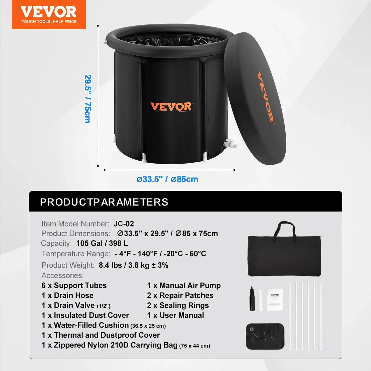 VEVOR Ice Bath Tub for Athlete Cold Water Therapy Plunge Tub Inflatable Bathtub - View 7