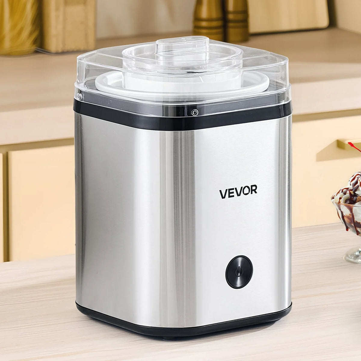 VEVOR Ice Cream Maker, 2.11 Qt. Large Capacity, Electric Automatic Ice-Cream Machine, with Easy Operation & Cleaning, Stainless Steel Shell, for Homemade Frozen Yogurt, Fruit Sorbet, Gelato, Silver - View 8