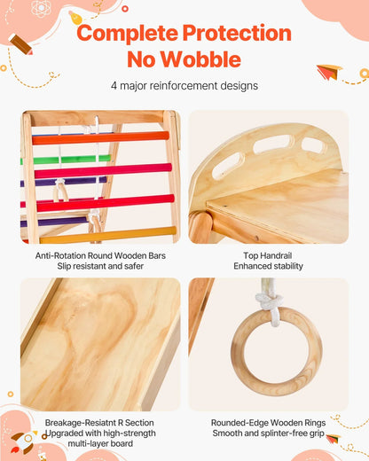 VEVOR Indoor Playground Jungle Gym 4-in-1 Wooden Indoor Playground Playset - View 4