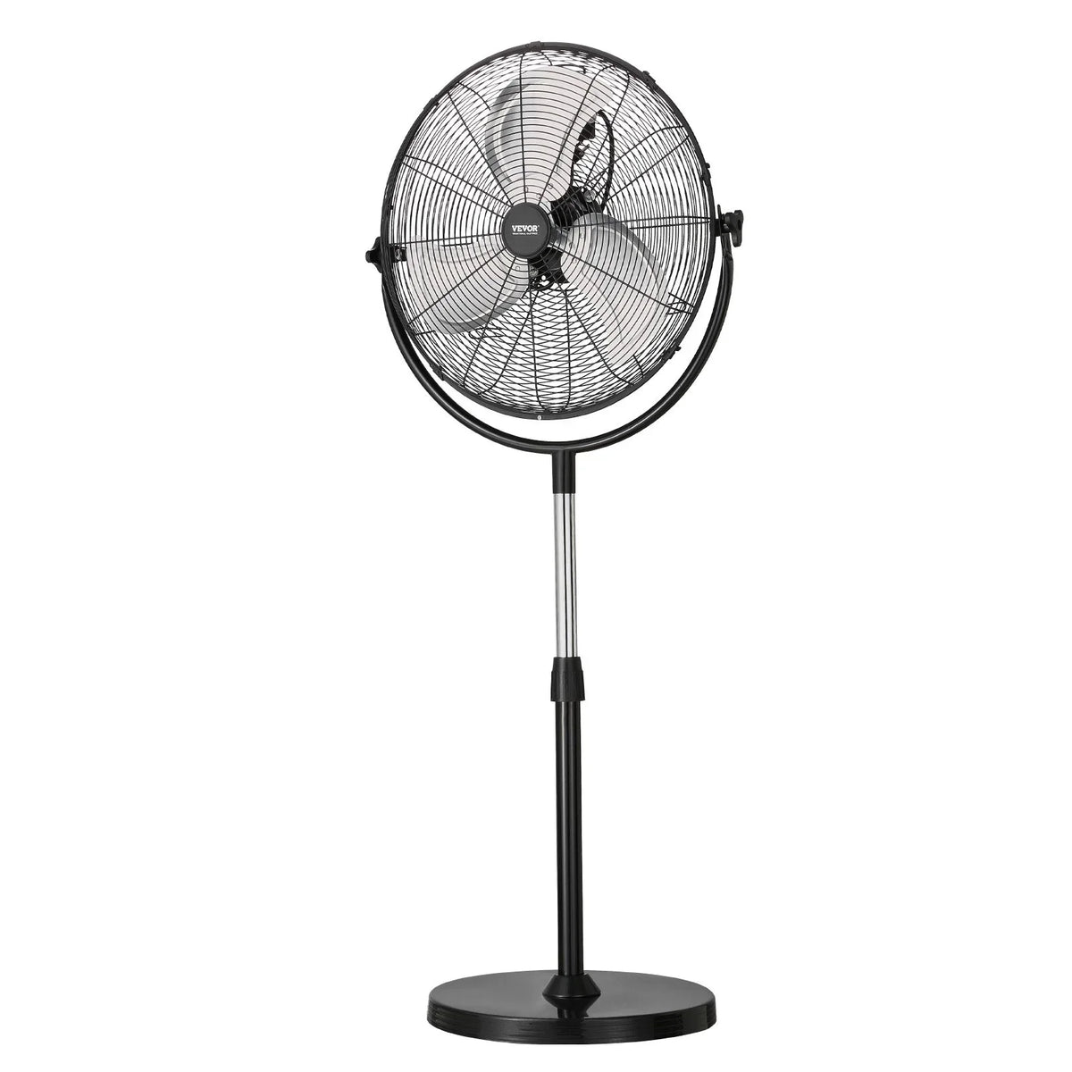 VEVOR Industrial Pedestal Fan, 20 Inch Standing Fan with 46.9 to 59.6 Inches Adjustable Height, Floor Fans with 3 Adjustable Speeds, High Power Fans for Warehouse,Garage,Commercial,Residential, Black