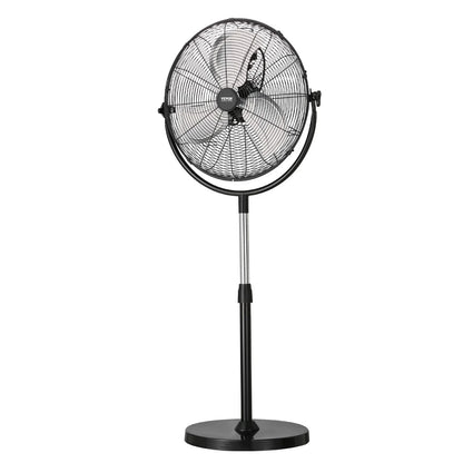 VEVOR Industrial Pedestal Fan, 20 Inch Standing Fan with 46.9 to 59.6 Inches Adjustable Height, Floor Fans with 3 Adjustable Speeds, High Power Fans for Warehouse,Garage,Commercial,Residential, Black