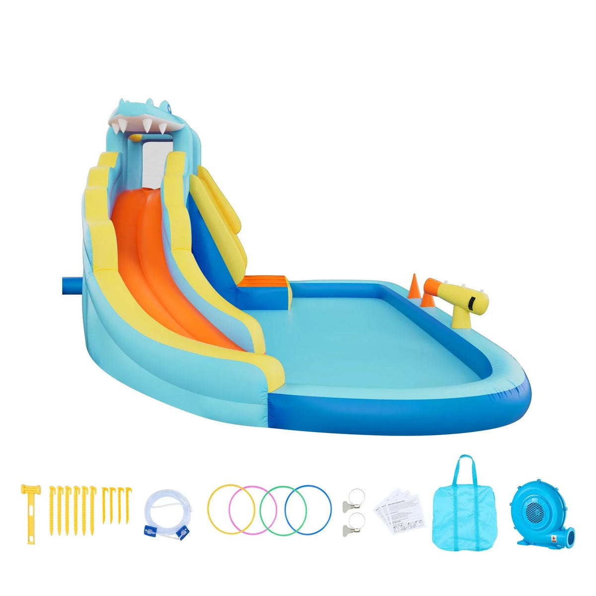 VEVOR Inflatable Bounce House, 11.6 x 13.1 x 7.7 ft Inflatable Bounce House Water Slide, Bouncer Castle with Bounces Zone, Climbing Wall, Splash Pool & Water Ring Toss, for 3 to 4 Kids Ages 3 to 8 - View 10