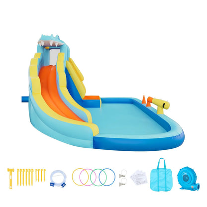 VEVOR Inflatable Bounce House, 11.6 x 13.1 x 7.7 ft Inflatable Bounce House Water Slide, Bouncer Castle with Bounces Zone, Climbing Wall, Splash Pool & Water Ring Toss, for 3 to 4 Kids Ages 3 to 8 - View 10