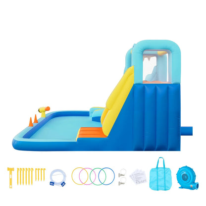 VEVOR Inflatable Bounce House, 11.6 x 13.1 x 7.7 ft Inflatable Bounce House Water Slide, Bouncer Castle with Bounces Zone, Climbing Wall, Splash Pool & Water Ring Toss, for 3 to 4 Kids Ages 3 to 8 - View 9