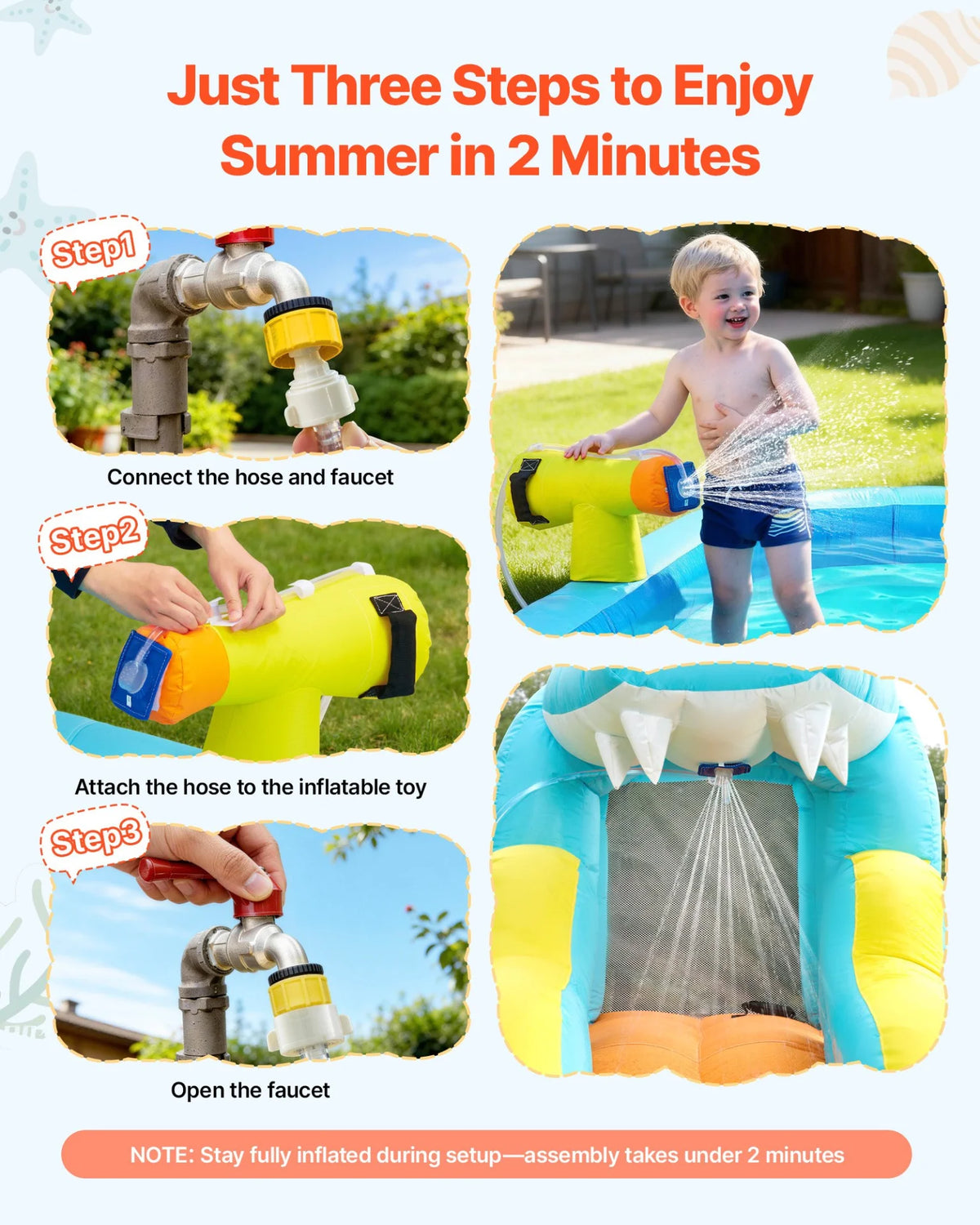 VEVOR Inflatable Bounce House, 11.6 x 13.1 x 7.7 ft Inflatable Bounce House Water Slide, Bouncer Castle with Bounces Zone, Climbing Wall, Splash Pool & Water Ring Toss, for 3 to 4 Kids Ages 3 to 8 - View 5