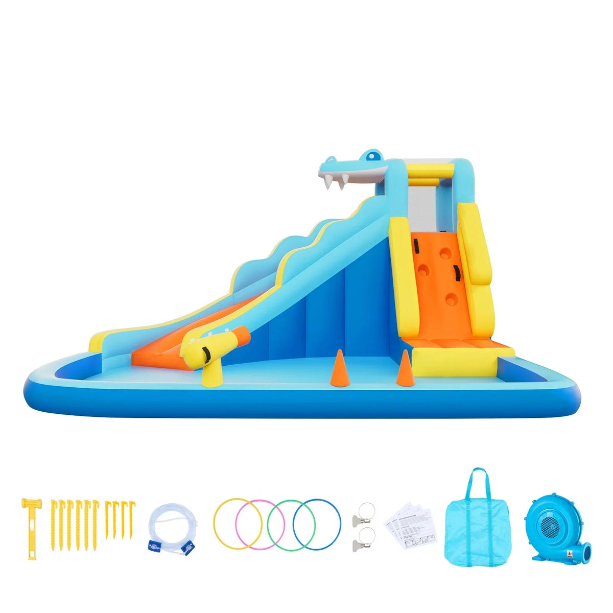 VEVOR Inflatable Bounce House, 11.6 x 13.1 x 7.7 ft Inflatable Bounce House Water Slide, Bouncer Castle with Bounces Zone, Climbing Wall, Splash Pool & Water Ring Toss, for 3 to 4 Kids Ages 3 to 8 - View 8