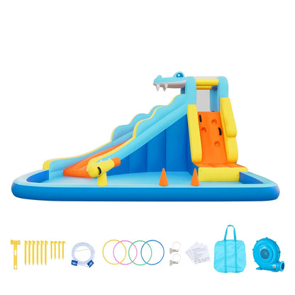 VEVOR Inflatable Bounce House, 11.6 x 13.1 x 7.7 ft Inflatable Bounce House Water Slide, Bouncer Castle with Bounces Zone, Climbing Wall, Splash Pool & Water Ring Toss, for 3 to 4 Kids Ages 3 to 8 - View 8