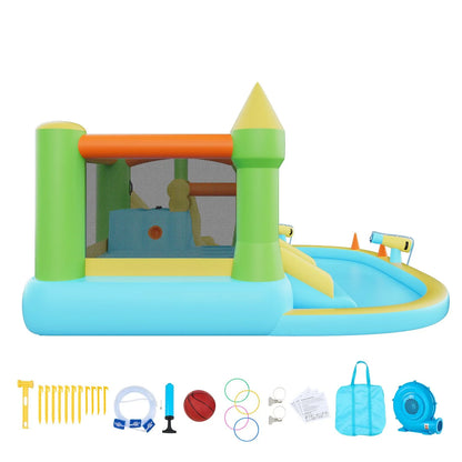 VEVOR Inflatable Bounce House, 12.5 x 13.1 x 6.5 ft Inflatable Bounce House Water Slide, Bouncer Castle with Castle Bounces, Basketball Hoop, Splash Pool & Water Ring Toss, for 3 to 4 Kids Ages 3 to 8 - View 10