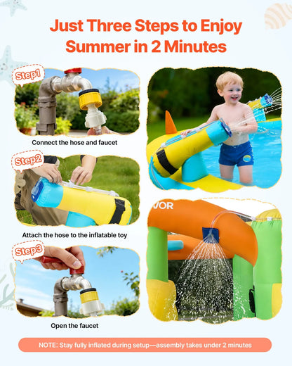 VEVOR Inflatable Bounce House, 12.5 x 13.1 x 6.5 ft Inflatable Bounce House Water Slide, Bouncer Castle with Castle Bounces, Basketball Hoop, Splash Pool & Water Ring Toss, for 3 to 4 Kids Ages 3 to 8 - View 5