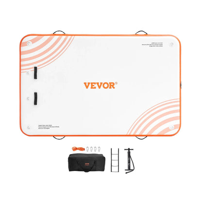 VEVOR Inflatable Floating Dock, 8 x 5FT Inflatable Dock Platform, Non-Slip Water Floating Dock Mat with Portable Carrying Bag & Detachable Ladder, Floating Platform Island Raft for Pool Beach Ocean - View 8