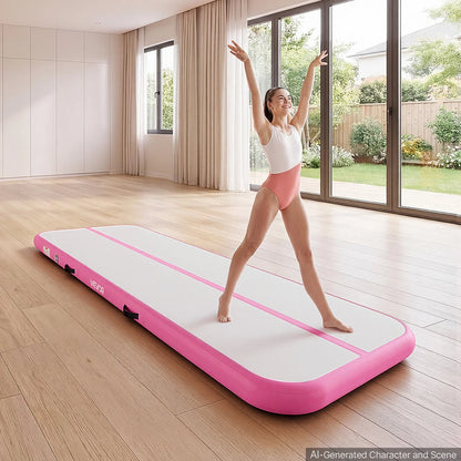 VEVOR Inflatable Gymnastics Air Mat 10 ft Training Mats w/ Electric Pump, 4 inches Thick Sturdy Tumble Track, Tumbling Mat for Home Use/Gym/Outdoor/Yoga/Cheerleading/Beach/Park/Water, Pink - View 7