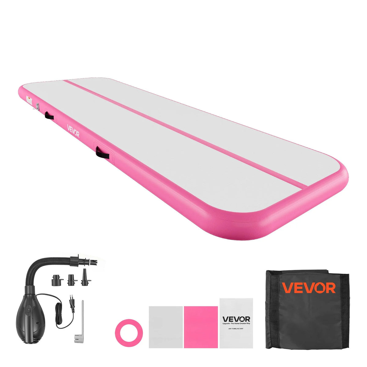 VEVOR Inflatable Gymnastics Air Mat 10 ft Training Mats w/ Electric Pump, 4 inches Thick Sturdy Tumble Track, Tumbling Mat for Home Use/Gym/Outdoor/Yoga/Cheerleading/Beach/Park/Water, Pink - View 8