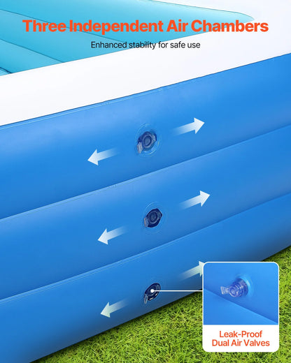 VEVOR Inflatable Pool, 118 x 67 x 20 inch Large Inflatable Swimming Pool, Family Large Swimming Pools with Repair Patches, Blow Up Pools for Kids, Adults, Family, Indoor Outdoor, Summer Water Party - View 3