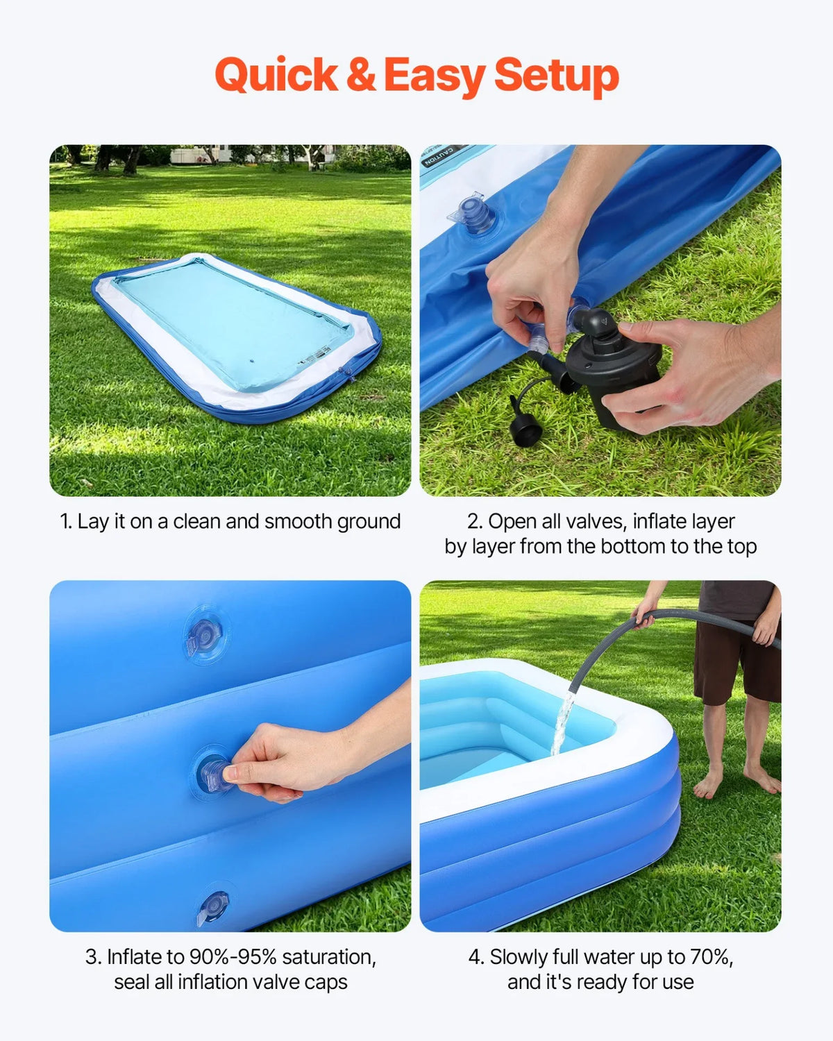 VEVOR Inflatable Pool, 118 x 67 x 20 inch Large Inflatable Swimming Pool, Family Large Swimming Pools with Repair Patches, Blow Up Pools for Kids, Adults, Family, Indoor Outdoor, Summer Water Party - View 4
