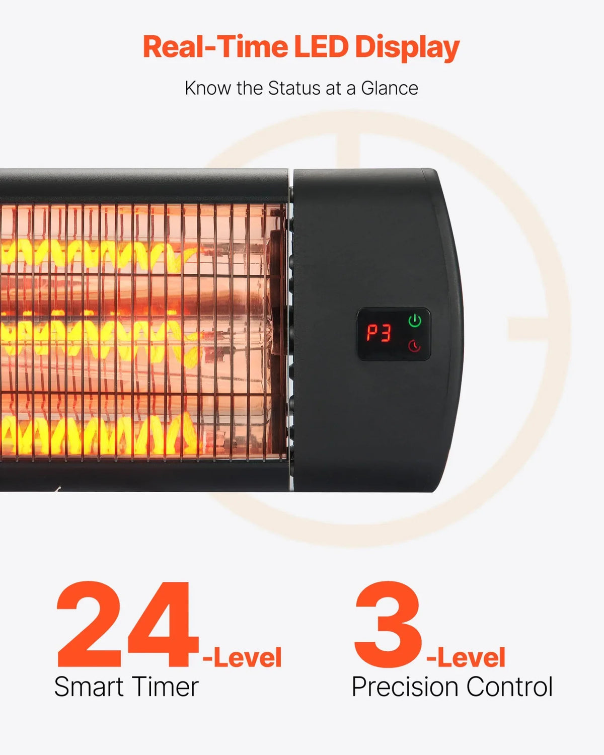 VEVOR Infrared Heater, 1500W Electric Space Heater with Remote Control, LED Screen w/ 3 Speeds & Timer, Outdoor/Outdoor for Patio,Porch,Dining Room,Studio - View 5