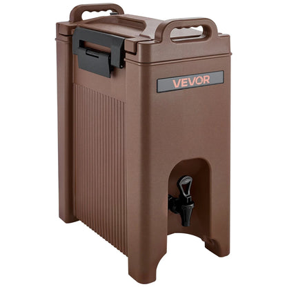 VEVOR Insulated Beverage Dispenser, 5 Gal/19L Hot and Cold Beverage Server with Spigot & Handle, Food-Grade Thermal Drink Dispenser Cooler for Tea Coffee Water in Cafes & Restaurants, Brown