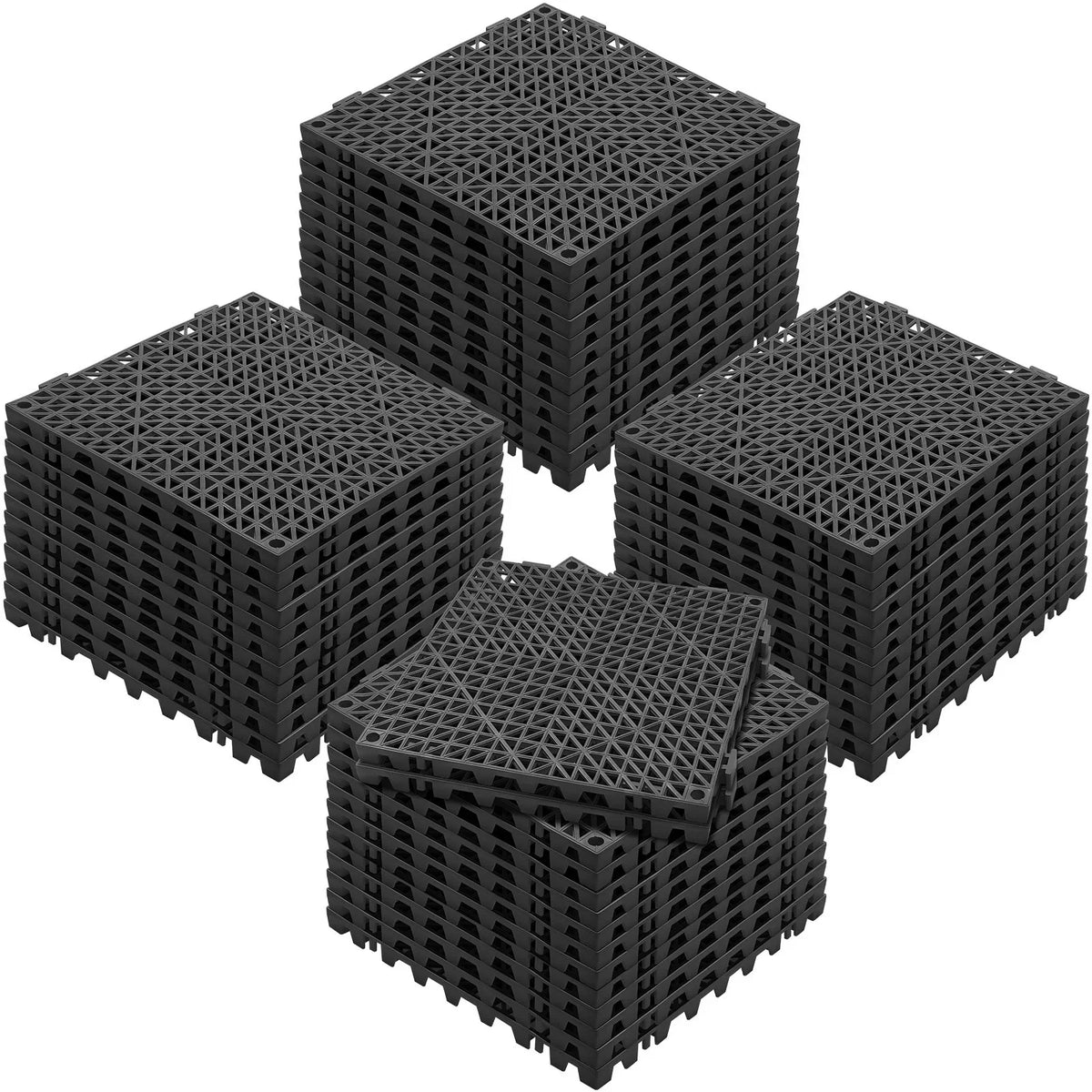 VEVOR Interlocking Tile 50PCS Black, Drainage Tiles 12" x 12" Splicing, Soft PVC Interlocking Drainage Floor Tiles, Non-Slip Drainage Holes for Restroom, Bathroom, Kitchen, Pool, Wet Areas - View 8