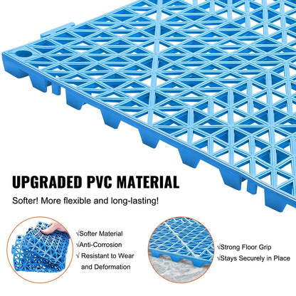VEVOR Interlocking Tile 50PCS Blue, Drainage Tiles 12" x 12" Splicing, Soft PVC Interlocking Drainage Floor Tiles, Non-Slip Drainage Holes for Restroom, Bathroom, Kitchen, Pool, Wet Areas - View 3