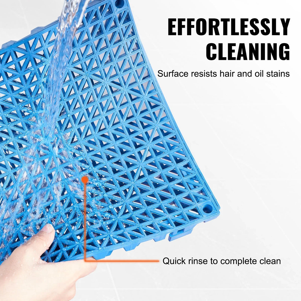 VEVOR Interlocking Tile 50PCS Blue, Drainage Tiles 12" x 12" Splicing, Soft PVC Interlocking Drainage Floor Tiles, Non-Slip Drainage Holes for Restroom, Bathroom, Kitchen, Pool, Wet Areas - View 5