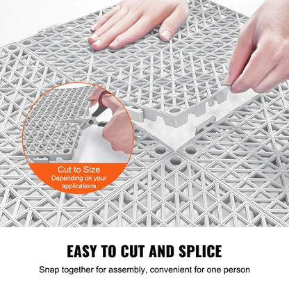 VEVOR Interlocking Tile 50PCS Gray, Drainage Tiles 12" x 12" Splicing, Soft PVC Interlocking Drainage Floor Tiles, Non-Slip Drainage Holes for Restroom, Bathroom, Kitchen, Pool, Wet Areas - View 3