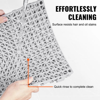 VEVOR Interlocking Tile 50PCS Gray, Drainage Tiles 12" x 12" Splicing, Soft PVC Interlocking Drainage Floor Tiles, Non-Slip Drainage Holes for Restroom, Bathroom, Kitchen, Pool, Wet Areas - View 4