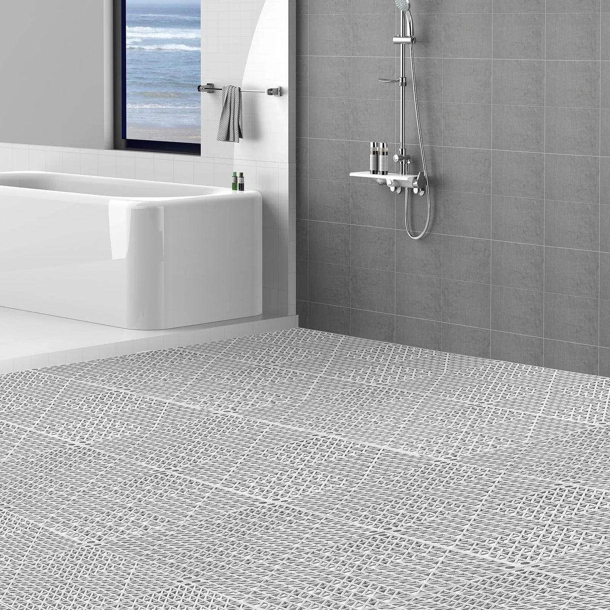VEVOR Interlocking Tile 50PCS Gray, Drainage Tiles 12" x 12" Splicing, Soft PVC Interlocking Drainage Floor Tiles, Non-Slip Drainage Holes for Restroom, Bathroom, Kitchen, Pool, Wet Areas - View 7
